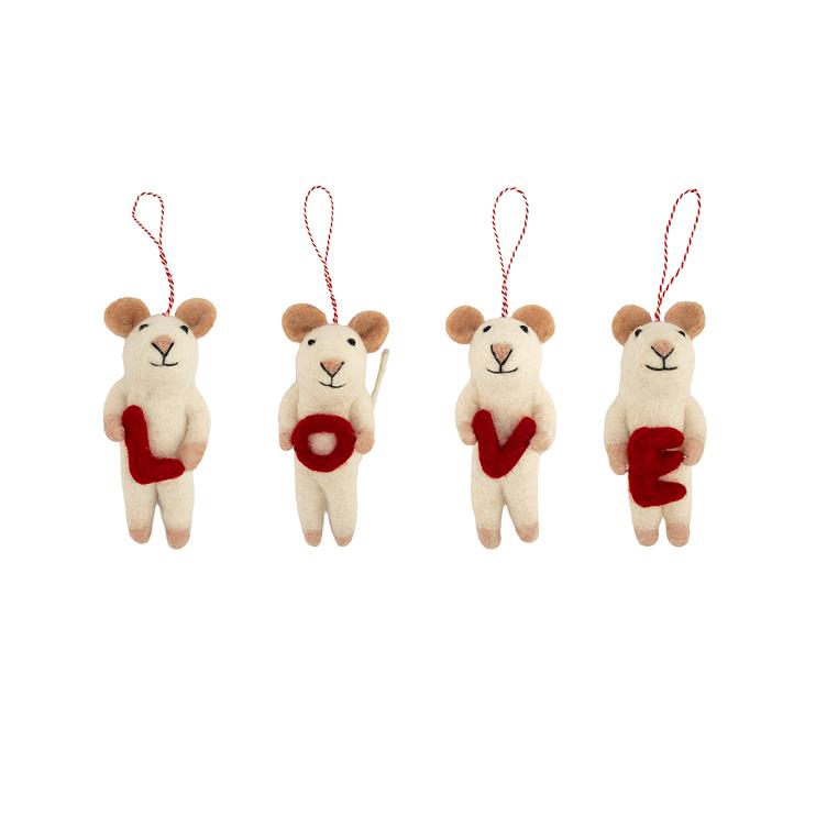 Filz Hänger LOVE Mouse 4er Set