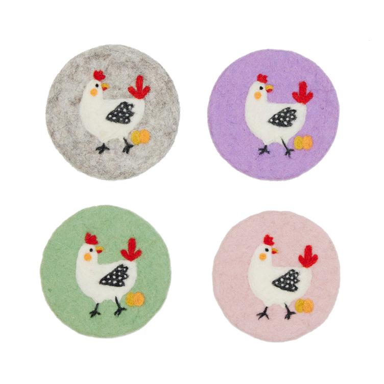 Filz Untersetzer Dotted Chicken 4er Set