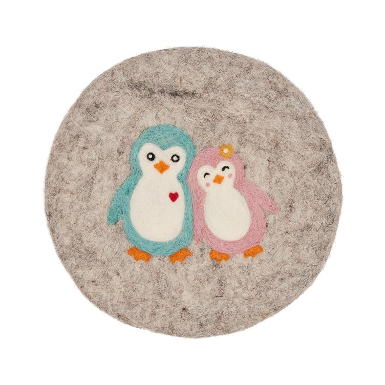 Filz Untersetzer Penguin Couple