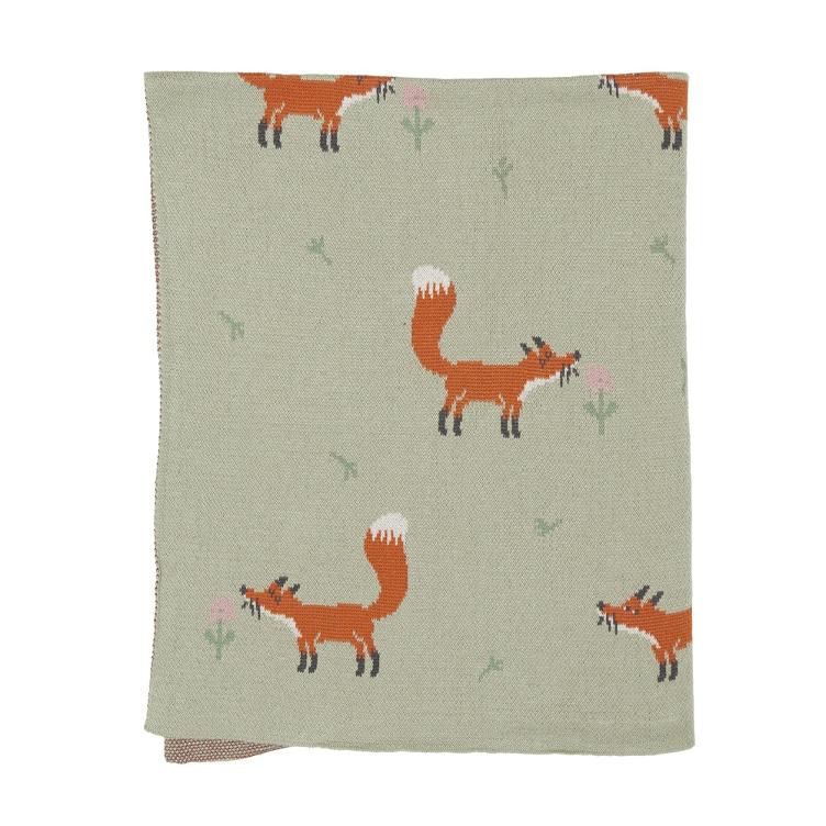 Strickdecke Flowery Fox