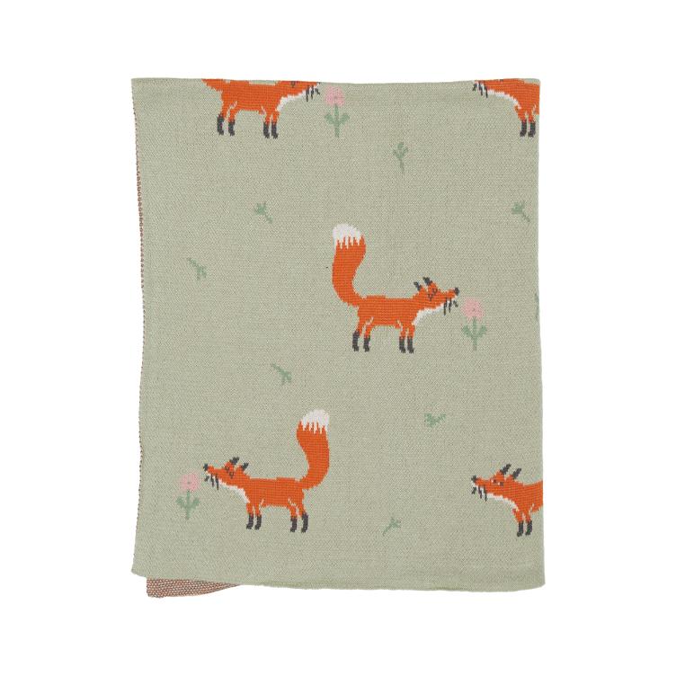 Strickdecke Flowery Fox